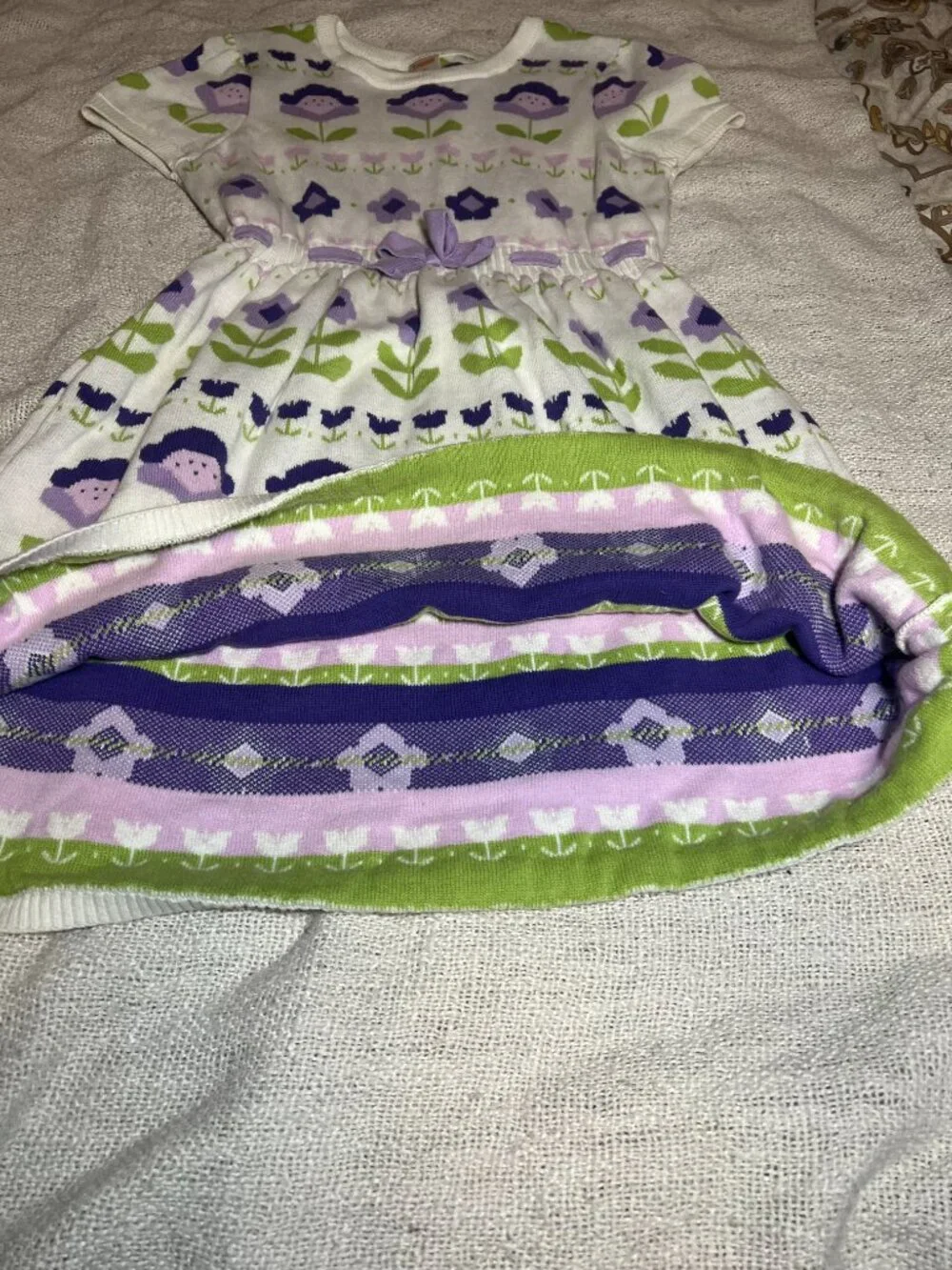 Gymboree Girls Intarsia Floral Fair Isle Sweater Dress, Size 12